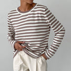 Women's Relaxed-Fit Nautical Striped Sweater Long Sleeve Crew Neck Casual Pullover - Lolly 