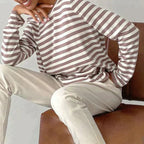 Women's Relaxed-Fit Nautical Striped Sweater Long Sleeve Crew Neck Casual Pullover - Lolly 