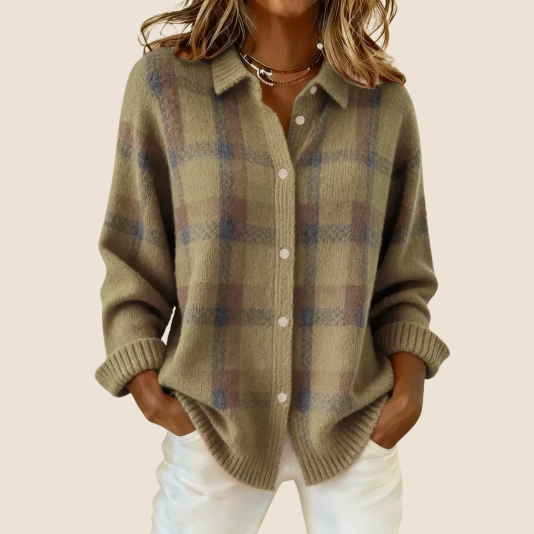 Women's Retro Check Plaid Flannel Shirt Jacket Casual Everyday Fall Winter Cozy Outdoor Streetwear – Vivienne Orange Blue Red - Lolly 