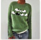 Women's Retro Striped Knit Sweater Boat Neck Relaxed Fit Casual Winter Pullover - Lolly 