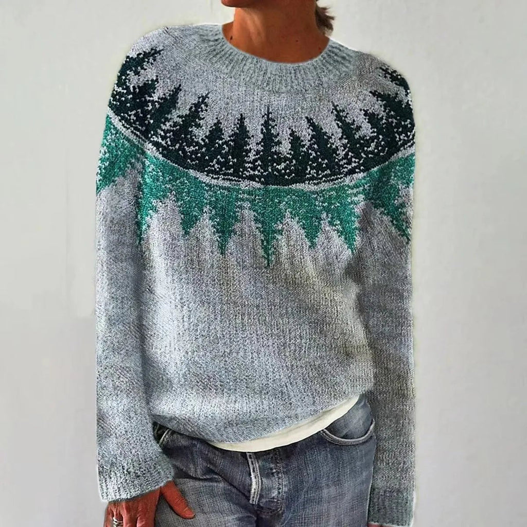 Women's Retro Striped Knit Sweater Boat Neck Relaxed Fit Casual Winter Pullover - Lolly 