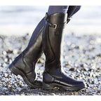 Women's Riding Boots Knee-High with Buckle Strap and Side Zip - Lolly 