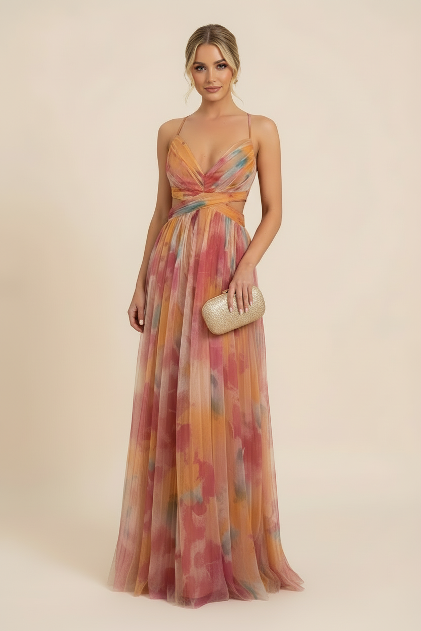 Women's Romantic Sleeveless Formal Dress – Softly Draped Fluid Elegant Party Dress & Wedding Guest Gown - Lolly 