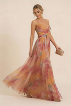 Women's Romantic Sleeveless Formal Dress – Softly Draped Fluid Elegant Party Dress & Wedding Guest Gown - Lolly 