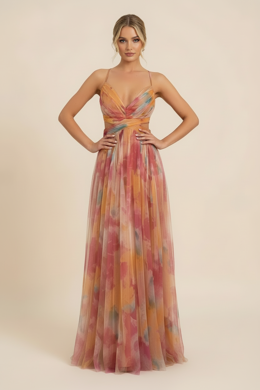 Women's Romantic Sleeveless Formal Dress – Softly Draped Fluid Elegant Party Dress & Wedding Guest Gown - Lolly 