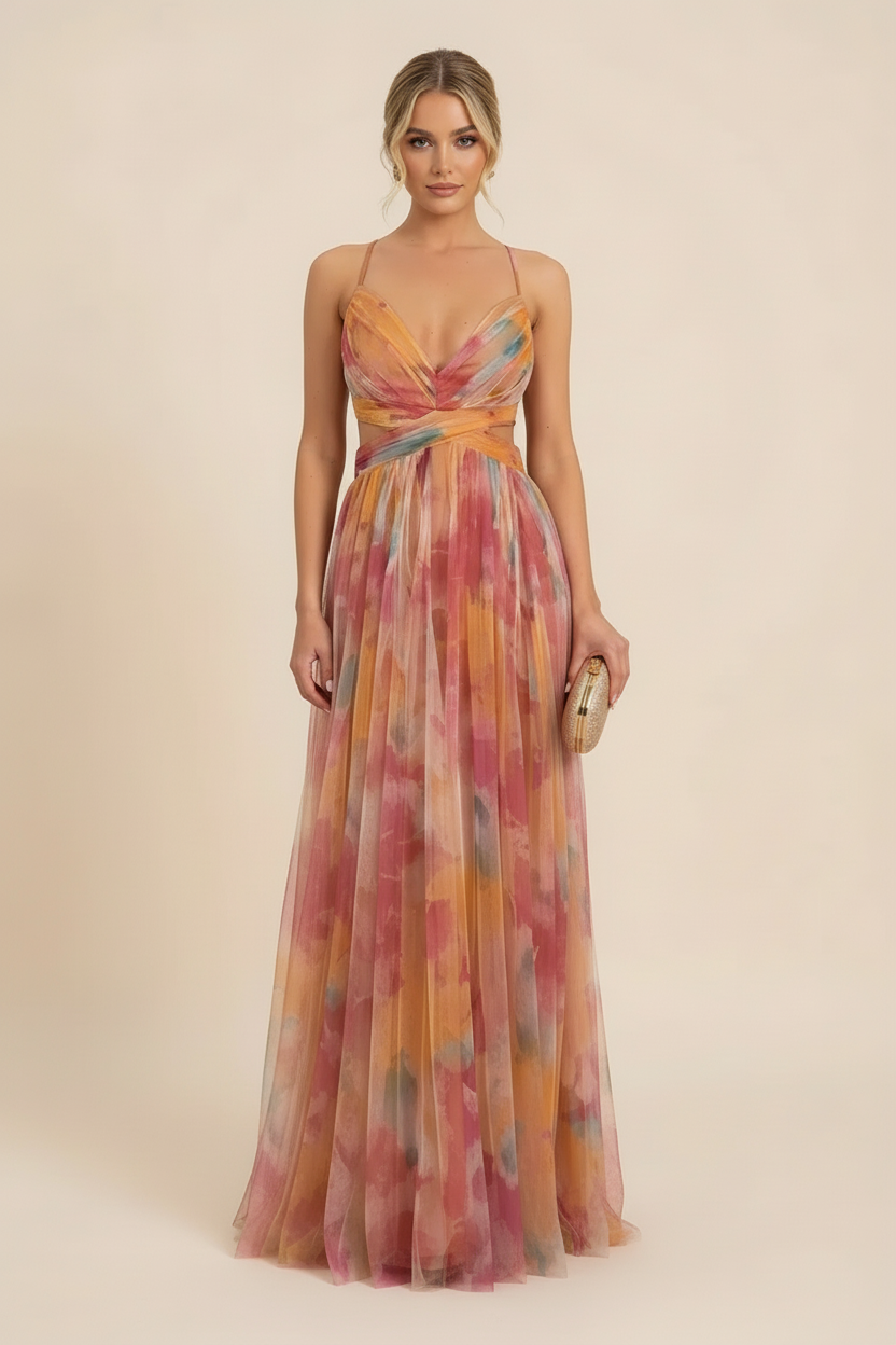 Women's Romantic Sleeveless Formal Dress – Softly Draped Fluid Elegant Party Dress & Wedding Guest Gown - Lolly 