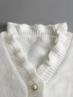 Women's Ruffle Blouse Decorative Buttons Flowing Neckline Feminine Elegant Casual Dressy Chic – Darcey - Lolly 