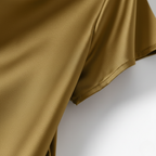 Women's Satin Cowl Neck Short Sleeve Blouse Elegant Casual Work Office Formal Evening Silky Top – Gold Navy Black - Lolly 