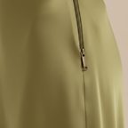 Women's Satin Skirt Elegant Casual Work Office Evening Cocktail Formal Fluid Slip Skirt – Olive - Lolly 