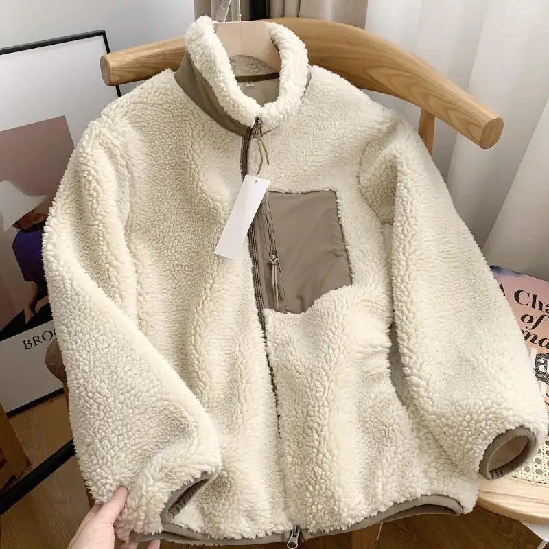 Women's Sherpa Fleece Jacket Zip-Up Oversized Winter Casual Warm Coat - Lolly 