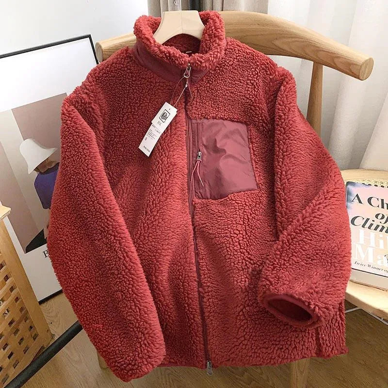 Women's Sherpa Fleece Jacket Zip-Up Oversized Winter Casual Warm Coat - Lolly 