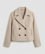 Women's Short Double-Breasted Jacket Lapel Collar Button Placket Casual Chic Cropped Coat – Heidi - Lolly 