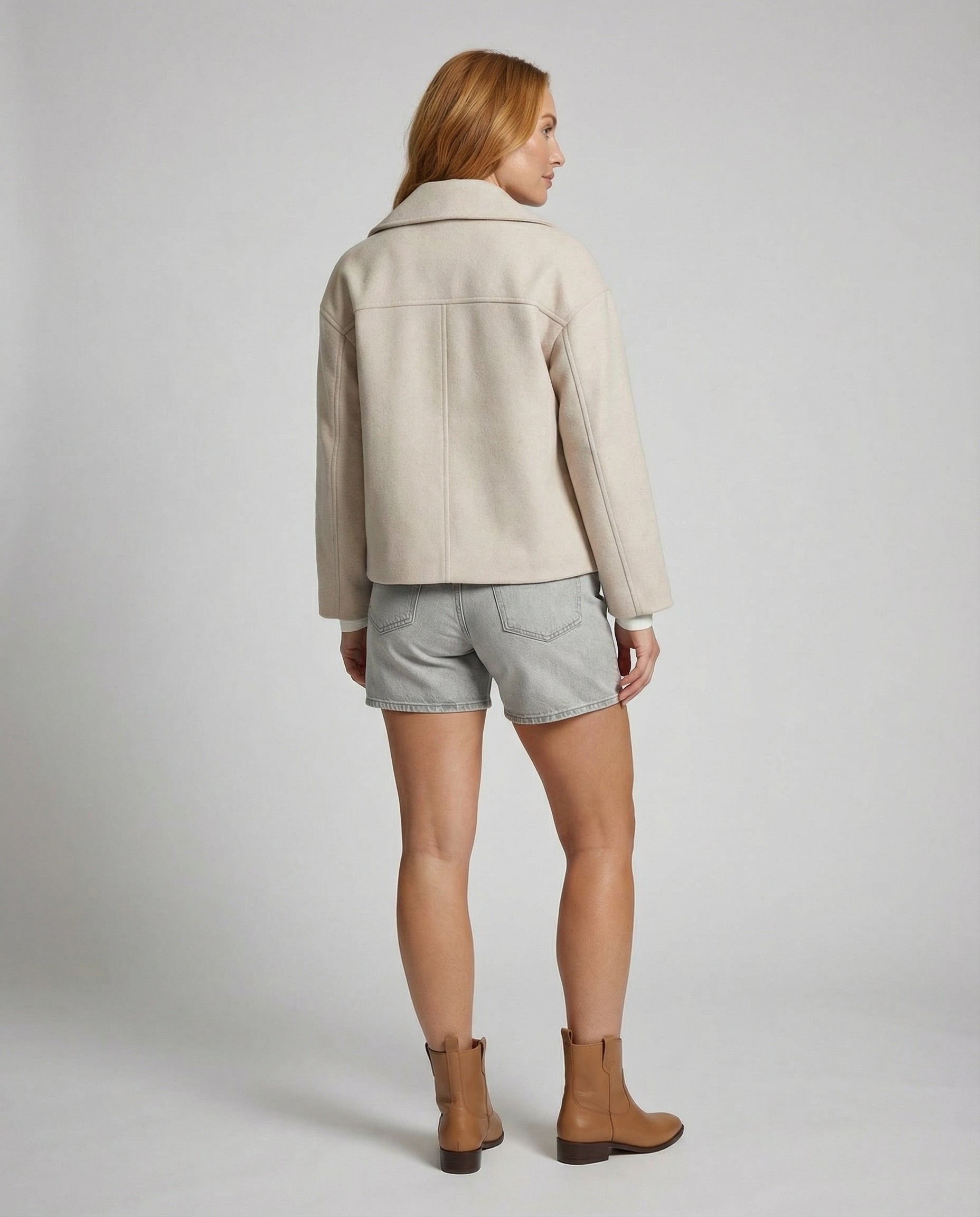 Women's Short Double-Breasted Jacket Lapel Collar Button Placket Casual Chic Cropped Coat – Heidi - Lolly 