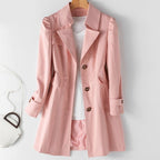 Women's Single-Breasted Trench Coat Blazer Office Workwear Longline Jacket - Lolly 
