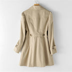 Women's Single-Breasted Trench Coat Blazer Office Workwear Longline Jacket - Lolly 