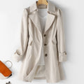Women's Single-Breasted Trench Coat Blazer Office Workwear Longline Jacket - Lolly 