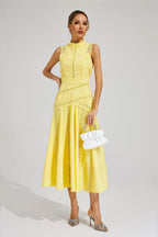 Women's Sleeveless Lace Midi Dress Wedding Guest Summer Formal Elegant Structured Daytime – Olivia - Lolly 