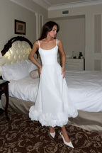 Women's Sleeveless Midi Wedding Guest Dress Fluid Silhouette Waist-Defining Lightweight Versatile – Heather - Lolly 