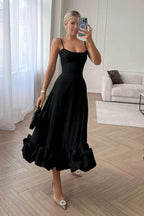 Women's Sleeveless Midi Wedding Guest Dress Fluid Silhouette Waist-Defining Lightweight Versatile – Heather - Lolly 