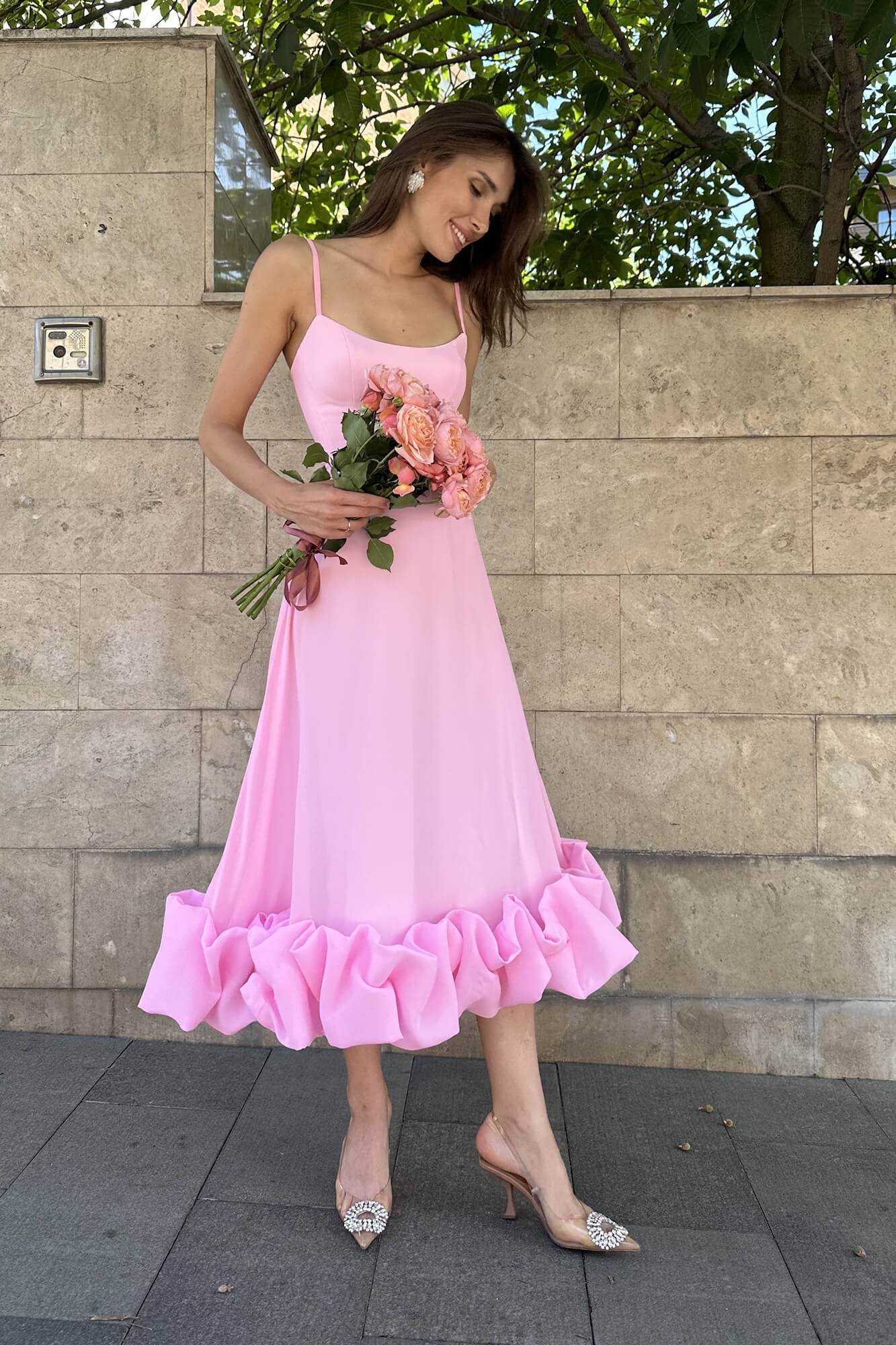 Women's Sleeveless Midi Wedding Guest Dress Fluid Silhouette Waist-Defining Lightweight Versatile – Heather - Lolly 