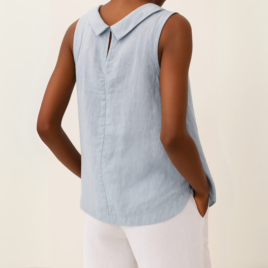 Women's Sleeveless Roll Collar Top Soft Flattering Silhouette Casual Elegant Everyday Chic – Maria - Lolly 