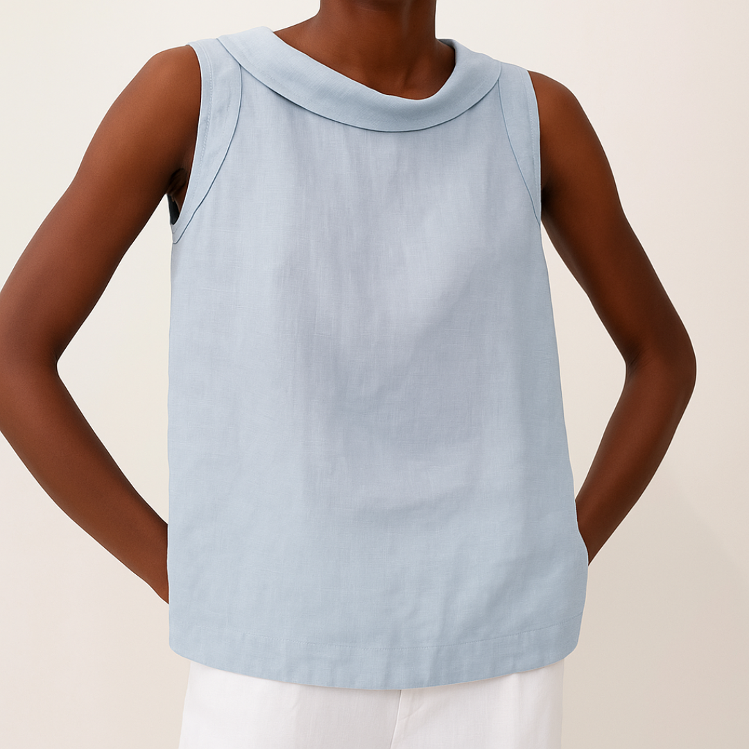Women's Sleeveless Roll Collar Top Soft Flattering Silhouette Casual Elegant Everyday Chic – Maria - Lolly 