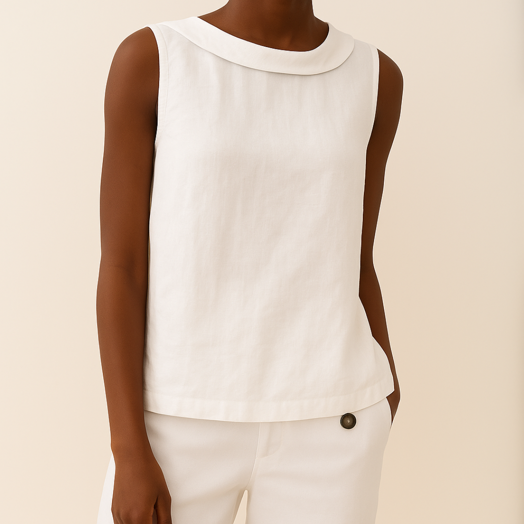 Women's Sleeveless Roll Collar Top Soft Flattering Silhouette Casual Elegant Everyday Chic – Maria - Lolly 