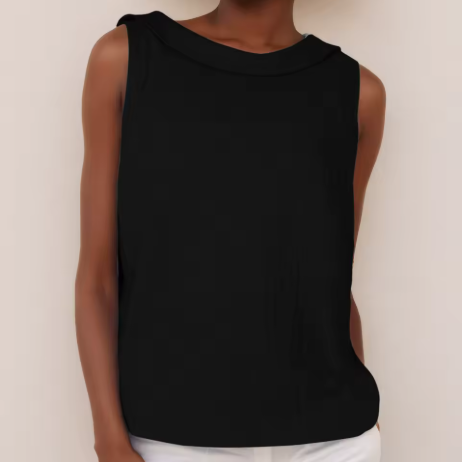 Women's Sleeveless Roll Collar Top Soft Flattering Silhouette Casual Elegant Everyday Chic – Maria - Lolly 