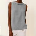 Women's Sleeveless Roll Collar Top Soft Flattering Silhouette Casual Elegant Everyday Chic – Maria - Lolly 