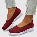 Women's Slip-On Knit Flats Lightweight Casual Walking Shoes Breathable Comfort - Lolly 