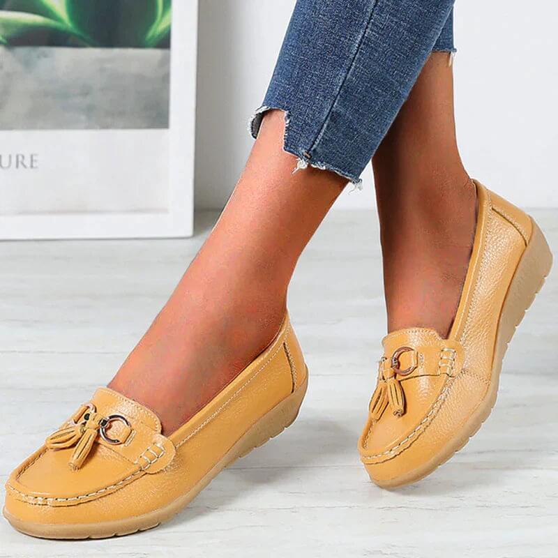 Women's Slip-On Loafers Tassel Detail Comfort Flats Casual Walking Shoes - Lolly 