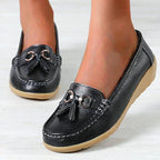 Women's Slip-On Loafers Tassel Detail Comfort Flats Casual Walking Shoes - Lolly 