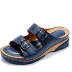 Women's Slip-On Wedge Sandals Double Buckle Strap Casual Summer Walking - Lolly 