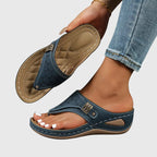 Women's Slip-On Wedge Sandals Flip-Flop Toe Ring Casual Summer Walking - Lolly 