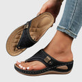 Women's Slip-On Wedge Sandals Flip-Flop Toe Ring Casual Summer Walking - Lolly 