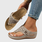 Women's Slip-On Wedge Sandals Flip-Flop Toe Ring Casual Summer Walking - Lolly 