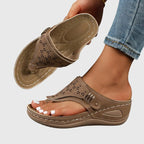 Women's Slip-On Wedge Sandals Flip-Flop Toe Ring Casual Summer Walking - Lolly 