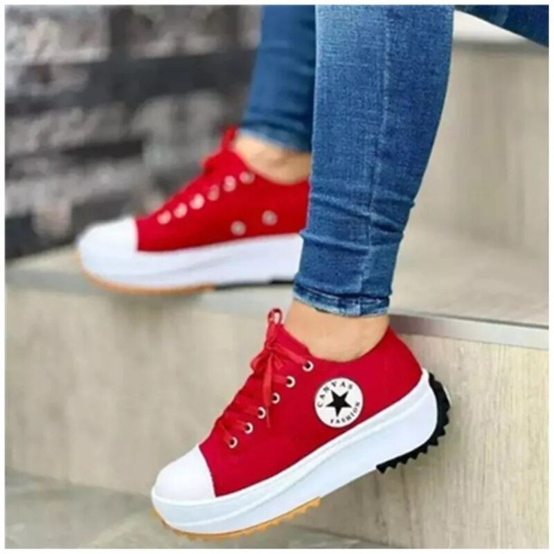 Women's Sneakers – Low-Top Platform Lace-Up - Lolly 