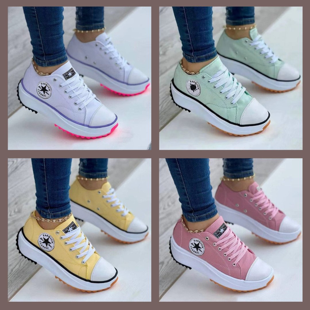 Women's Sneakers – Low-Top Platform Lace-Up - Lolly 