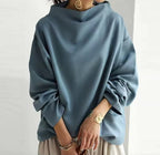 Women's Sophisticated High Neck Top Relaxed Silhouette Long Sleeve Casual Elegant – Renli - Lolly 