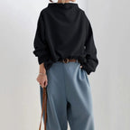 Women's Sophisticated High Neck Top Relaxed Silhouette Long Sleeve Casual Elegant – Renli - Lolly 