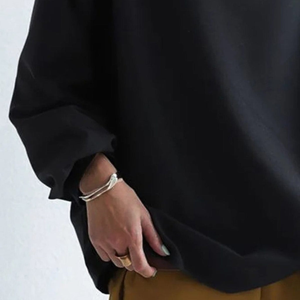 Women's Sophisticated High Neck Top Relaxed Silhouette Long Sleeve Casual Elegant – Renli - Lolly 