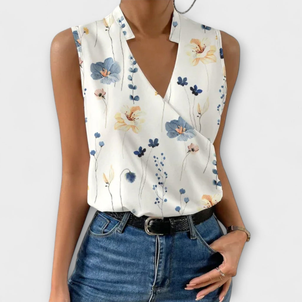 Women's Sophisticated Sleeveless V-Neck Top Breathable Lightweight Flattering Summer – Loretta - Lolly 