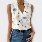 Women's Sophisticated Sleeveless V-Neck Top Breathable Lightweight Flattering Summer – Loretta - Lolly 