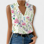 Women's Sophisticated Sleeveless V-Neck Top Breathable Lightweight Flattering Summer – Loretta - Lolly 