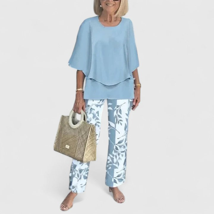 Women's Sophisticated Two-Piece Set Relaxed Blouse Wide-Leg Pants Casual Elegant Everyday – Martha - Lolly 
