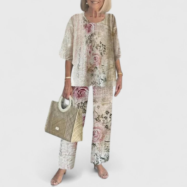 Women's Sophisticated Two-Piece Set Relaxed Blouse Wide-Leg Pants Casual Elegant Everyday – Martha - Lolly 