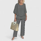 Women's Sophisticated Two-Piece Set Relaxed Blouse Wide-Leg Pants Casual Elegant Everyday – Martha - Lolly 