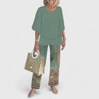 Women's Sophisticated Two-Piece Set Relaxed Blouse Wide-Leg Pants Casual Elegant Everyday – Martha - Lolly 