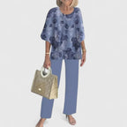 Women's Sophisticated Two-Piece Set Relaxed Blouse Wide-Leg Pants Casual Elegant Everyday – Martha - Lolly 